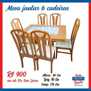 Mesa jantar 6 cadeiras