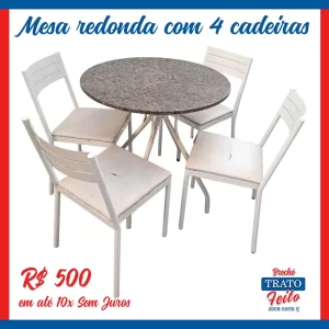Mesa redonda com 6 cadeiras