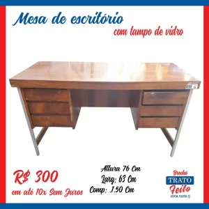 Mesa de escritório com 6 gavetas