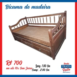 Bicama madeira com 3 gavetas
