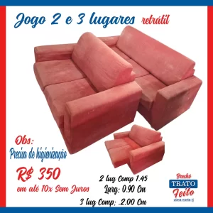 Jogo 2 e 3 lugares de sofá