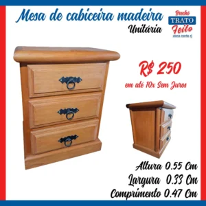Mesa de cabeceira madeira (unitária)