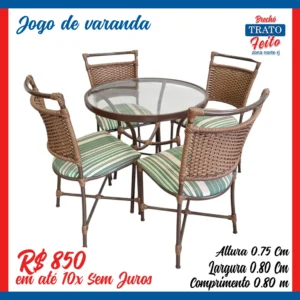 Mesa de palha jogo de varanda