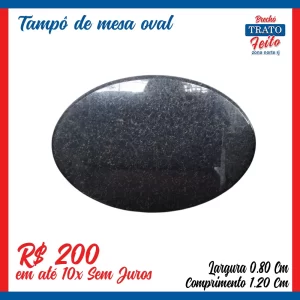 Tampo de mesa oval de mármore