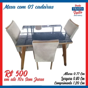 Mesa Mdf com 3 cadeiras