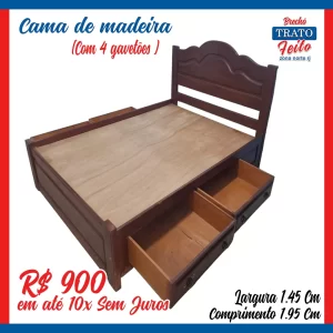 Cama casal com 04 gavetas