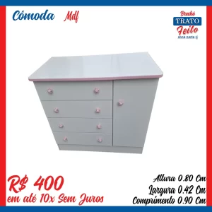 Cômoda Branca e Rosa