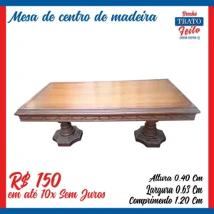 Mesa de centro de madeira entalhado