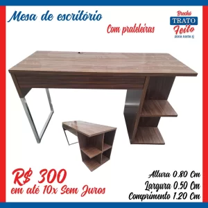 Mesa de escritório com prateleiras
