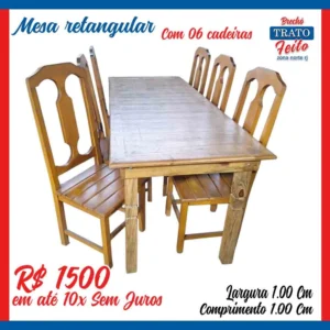 Mesa retangular com 06 cadeiras