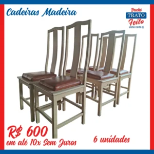 Cadeiras de madeira 6 unidades