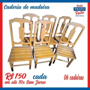 Cadeiras de madeira 06 unidades