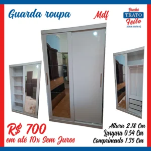Guarda roupa porta de correr com espelho