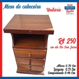 Mesa de cabeceira de madeira UNITÁRIA