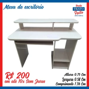 Mesa de escritório de Mdf na cor Branca
