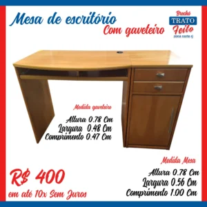 Mesa de escritório com gaveteiro