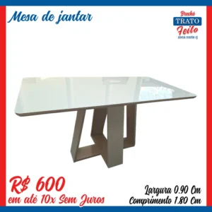 Mesa de jantar tampô de vidro