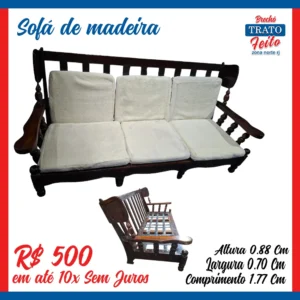 Sofá madeira 3 lugares