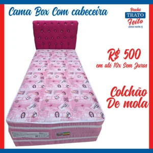Cama Box com cabeceira Rosa