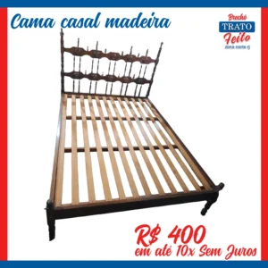 Cama casal de madeira