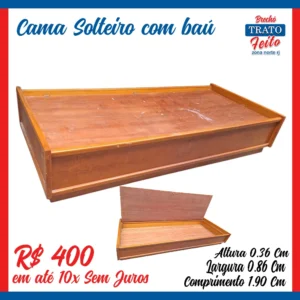 Cama de solteiro com Baú