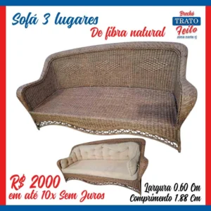 Sofá de 3 lugares de fibra natural
