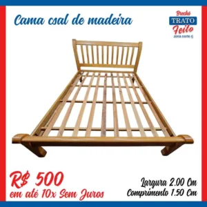 Cama de casal de madeira