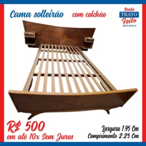 Cama solteirão de madeira retrô
