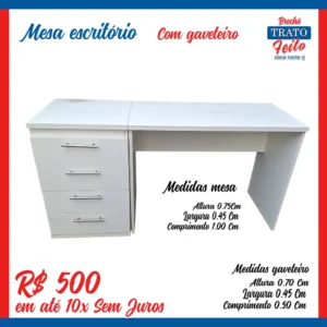 Mesa de escritório com gaveteiro