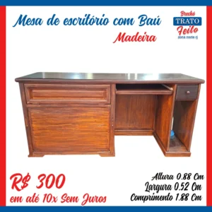 Mesa de escritório com Baú de madeira