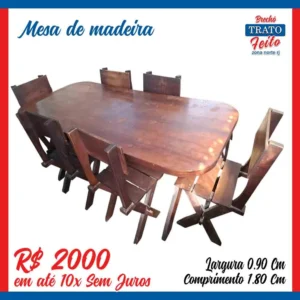 Mesa retangular de madeira maciça