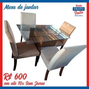 Mesa retangular com 04 cadeiras