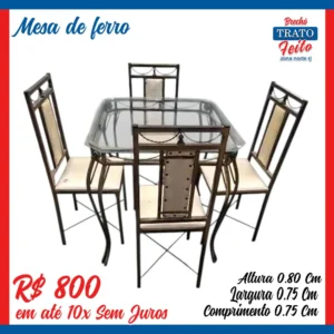 Mesa de ferro c 04 cadeiras