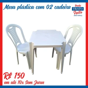 Mesa plástica com 02 cadeiras