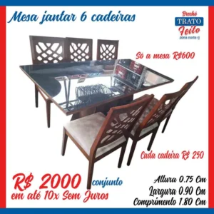 Mesa de jantar com 6 cadeiras