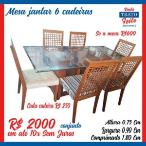 Mesa de jantar com 6 cadeiras