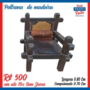 Poltrona de madeira rústica