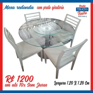 Mesa redonda com prato giratório