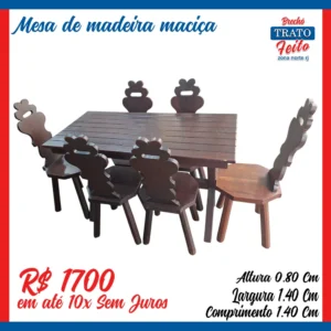 Mesa de madeira maciça