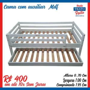 Cama solteiro com auxiliar