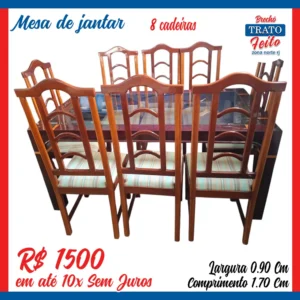 Mesa de jantar com 08 cadeiras