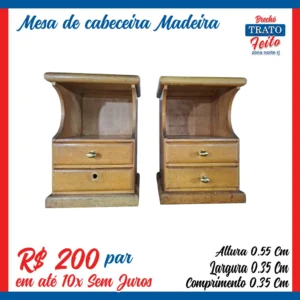 Mesa de cabeceira de madeira (par)