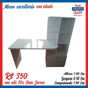 Mesa de escritório com estante de Mdf